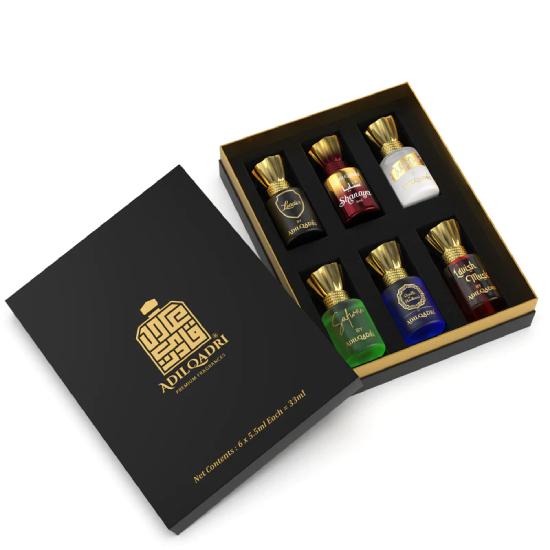Adilqadri Assorted Luxury Attar Perfume Gift Set (6 × 5.5Ml)