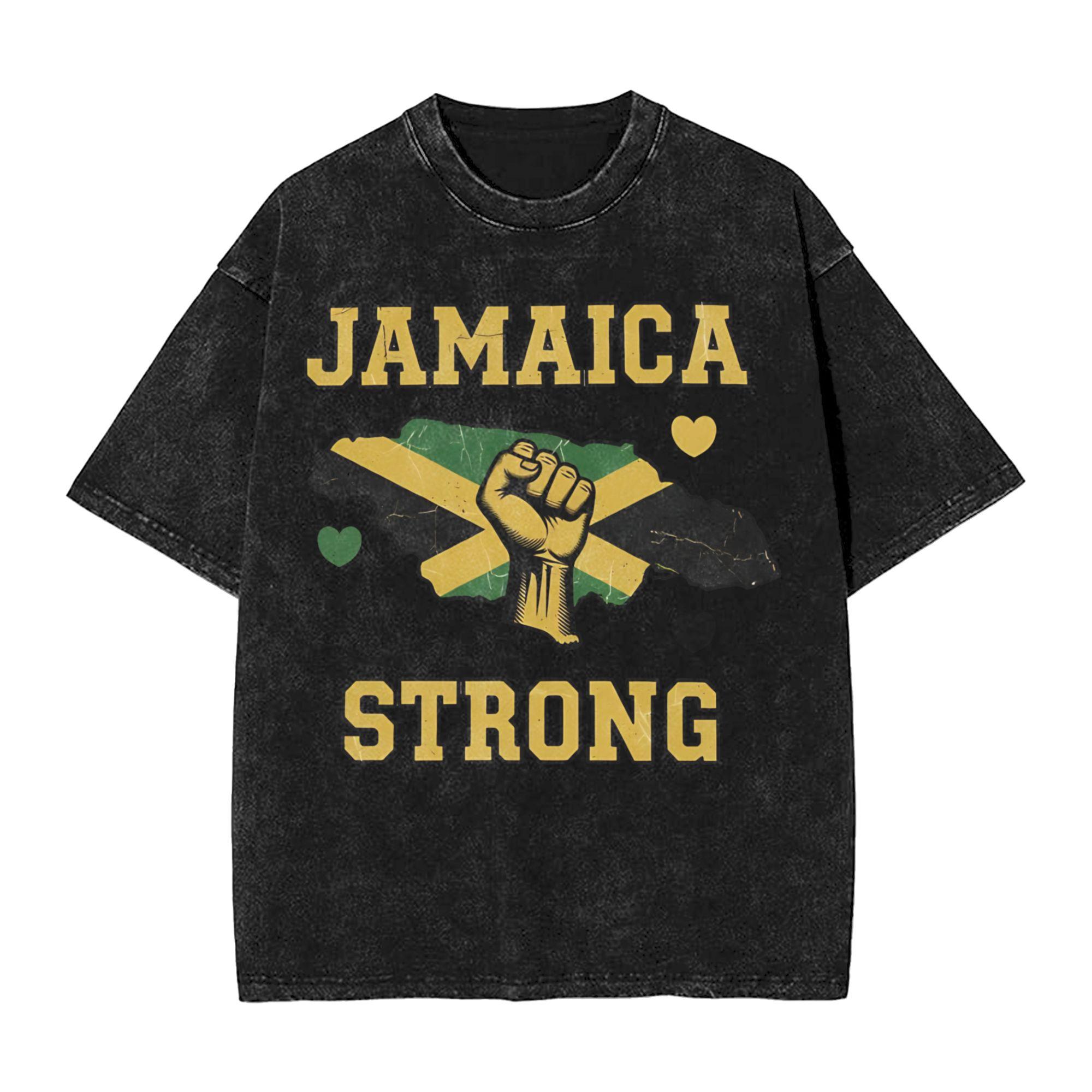 Summer Jamaica Strong Jamaica Pride  Washed T Shirt Merch Harajuku TShirts  Unisex Women Tee S разноцветный