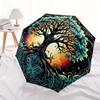 1pc Tree of Life Automatic Folding Umbrella, 8-Rib Sturdy Canopy, Portable Travel Umbrella for Outdoor Use