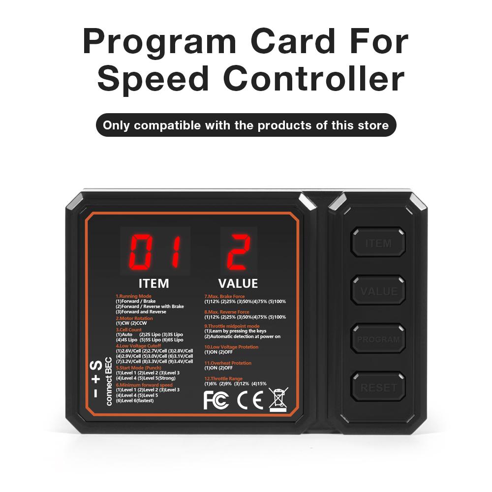 

High Quality Brushless ESC 20A 30A 40A 50A 60A 80A 2-6S Lipo SBEC Speed Controller Programer Seting Card for RC FPV Airplane