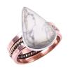 Natural Peanut Wood Jasper Gemstone 925 Sterling Silver Two Tone Ring S.8 U3b54
