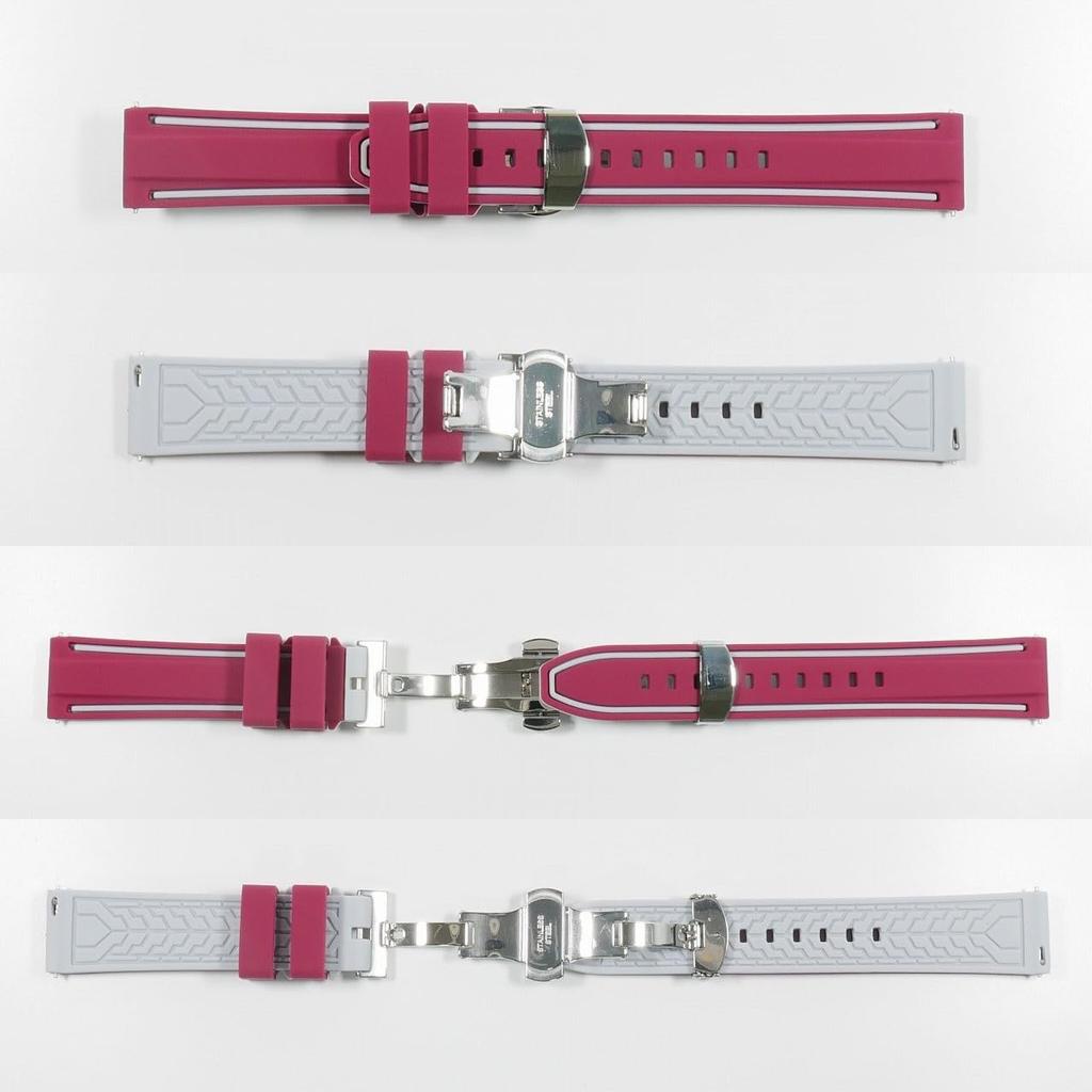 Swatch x Omega compatible rubber strap with type D-buckle, W-line (wine red/gray line)