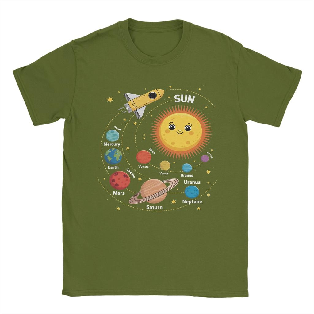 Mens Solar System Space Planet Universe Sun T Shirts  100 Cotton Clothing Funny Short Sleeve Crewneck Tees Graphic TShirts
