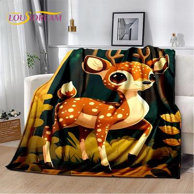 3D Dream Forest Crăciun Elk Sika Deer Pătură moale de pluș, Pătură de flanel Pătură pentru sufragerie Dormitor Husă de canapea
