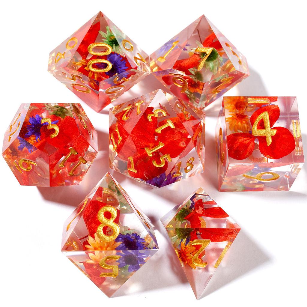 Resin Dice Set Luminous Sand, Dragon and Dungeon Polyhedral Dice, Punk Style Role-Play RPG Explorer MTG Pioneer Game DND Dice Set