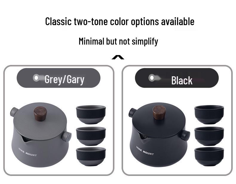 Ultra-Light Portable Aluminum Alloy Tea Set: One Pot & Three Cups for Camping and Travel
