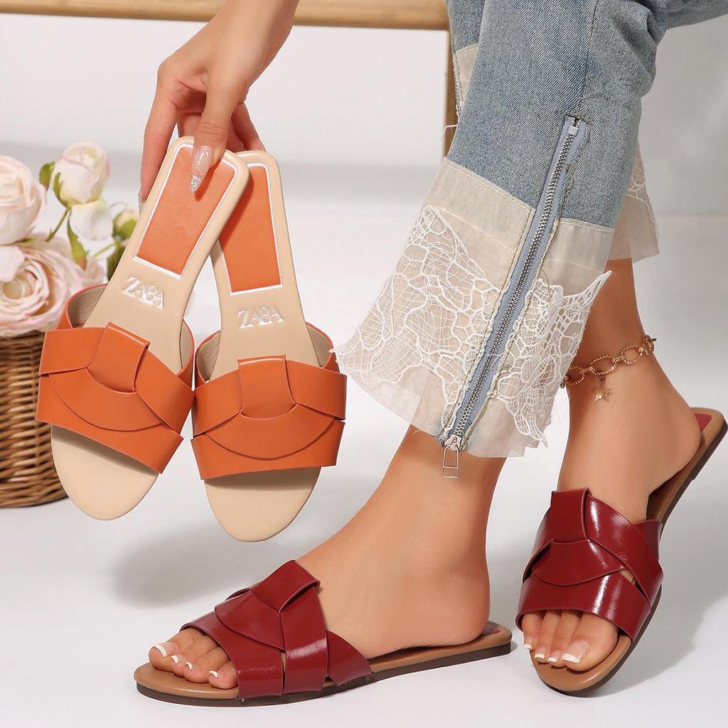 Sommer Damen Übergröße Flache Sandalen 2025 - Vielseitiges, Schlichtes Kreuzriemen-Design