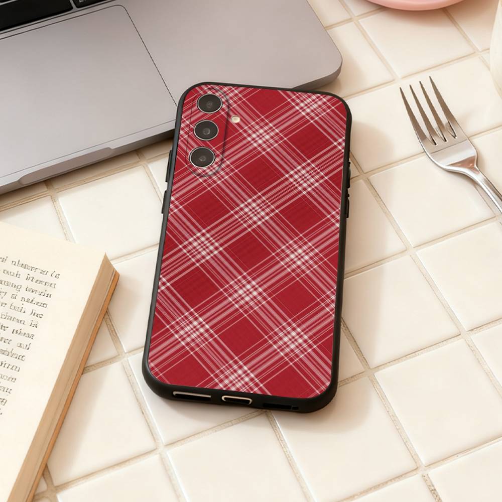 Scottish Tartan Pattern Phone Case For Samsung Galaxy A73,A72,A71,A70,A53,A52,A51,Others Soft Black Shell