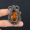 Natural Baltic Amber Gemstone Handmade Copper Wire Wrap Pendant 2.36" l2O86