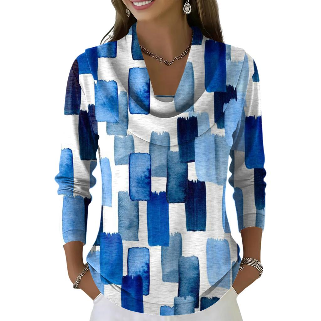 Dámský ležérní a módní svetr s dlouhým rukávem a potiskem, kulatým výstřihem