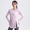 Haut de Yoga Manches Longues pour Femme Séchage Rapide Coupe Ample T-shirt d'Entraînement Course Pilates Gymnastique Fitness Longueur au-dessus des Hanches