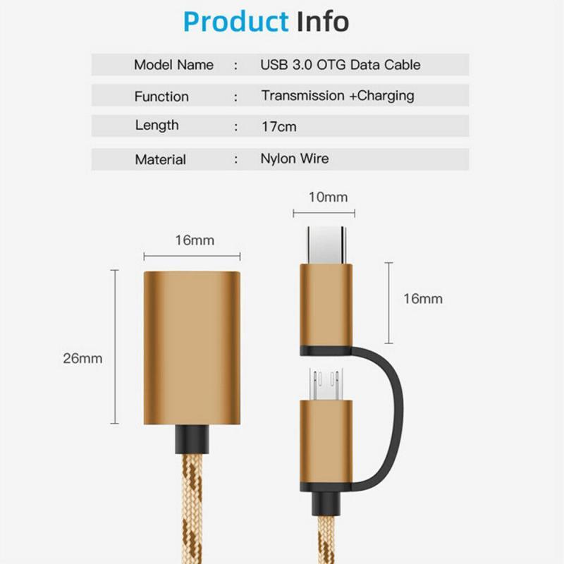 hot! OTG  Adapter  Cable Type-c Android To Usb 2-in-1 OTG Data Cable For Mobile Phone Tablet