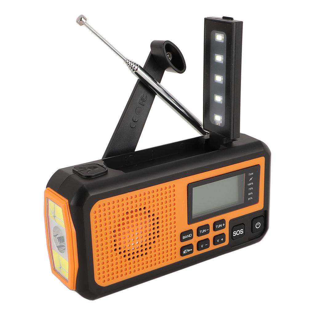 Radio d'urgence à manivelle, chargement USB solaire, alarme SOS, lampe de poche LED, radio pour le camping en plein air
