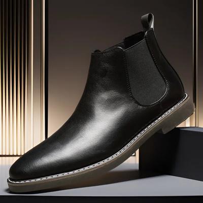 Men's Leather Shoes New Fashion Retro Plus Size Short Boots with Pointed High Top British Style Casual Leather Boots