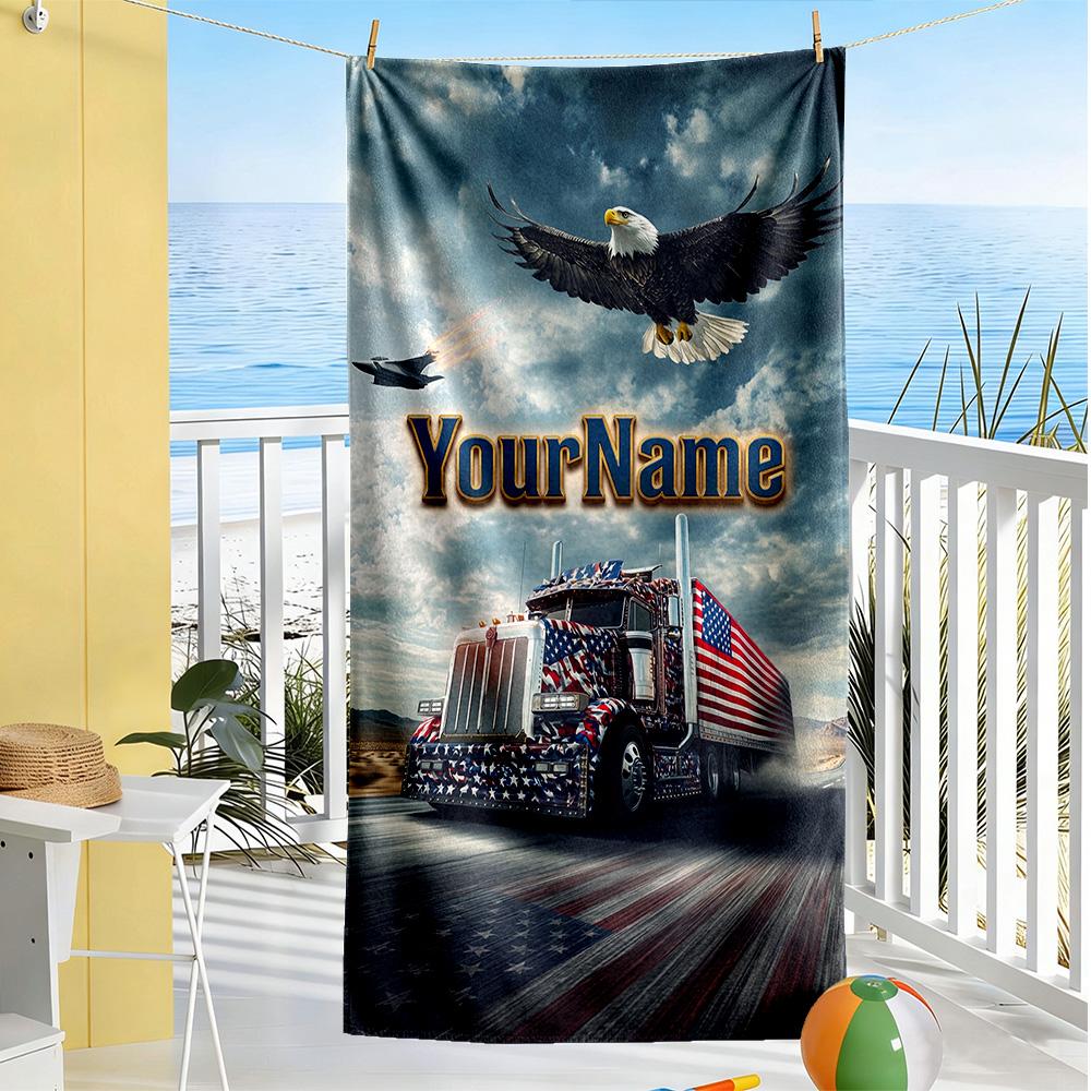 Kw Heavy Trucks Personalized Name Beach Towel Super Soft Microfiber Quickdry Fabric Perfect for Traveling Yoga Camping and Swimming