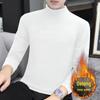 Men's Warm Velvet Semi-High Neck Long-Sleeve Shirt - Autumn/Winter Solid Color Top