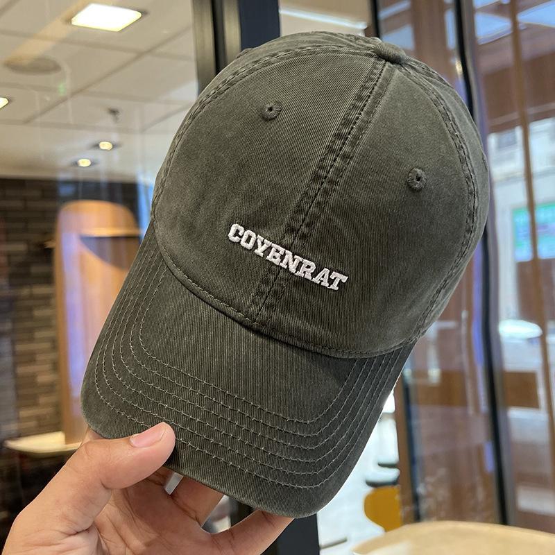 New Embroidered Baseball Cap Big Head Wide Brim Hat Women's Face Showing Small Pure Cotton Versatile Casual Korean Style Baseball Cap Men