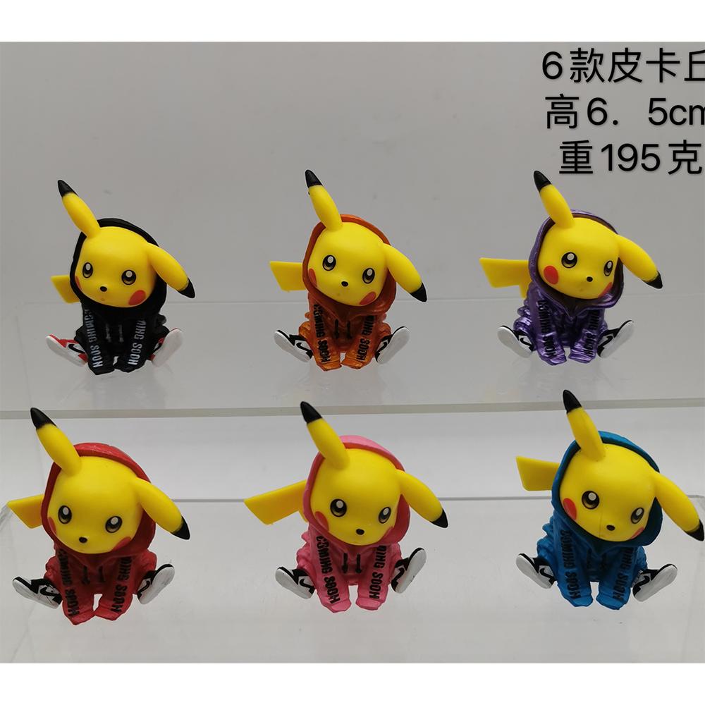 

6Pcs Anime Pokemon Pikachu FigureSweatshirt Ver Set Model Toy Gift Birthday Gift Car Decoration Action Figure PVC 7CM No box