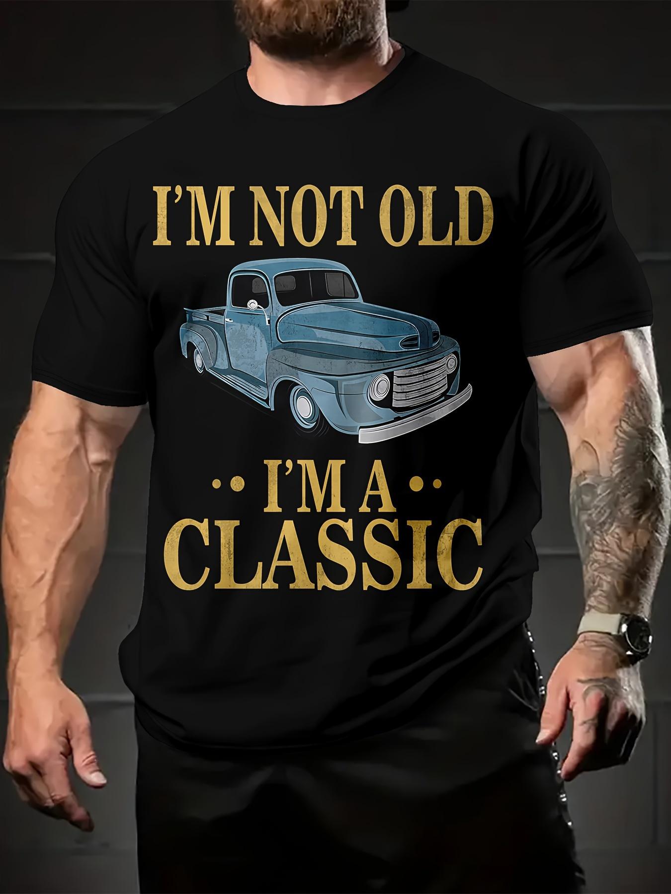 Mens casual 3D printed roundneck Tshirt loose top breathable summer comfort letter car pattern clothing S