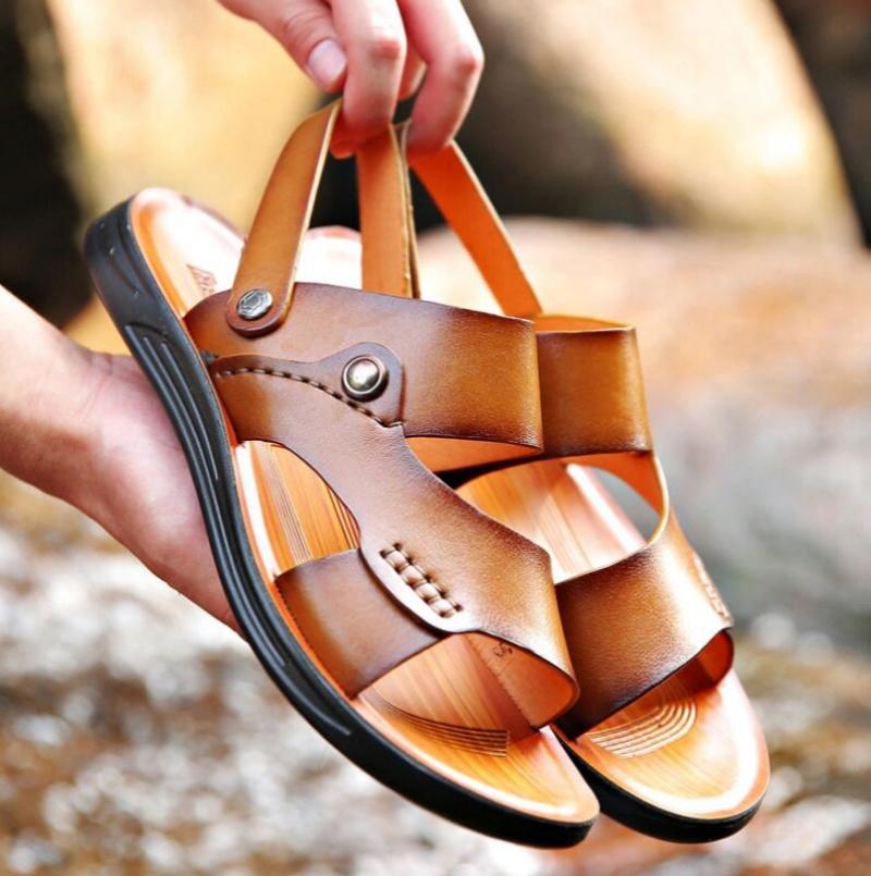 Summer Man's Genuine Leather Sandal for Men Beach Sandals Men Designer Men's Shoes Men's Comfortable Slipper Brands Shoes