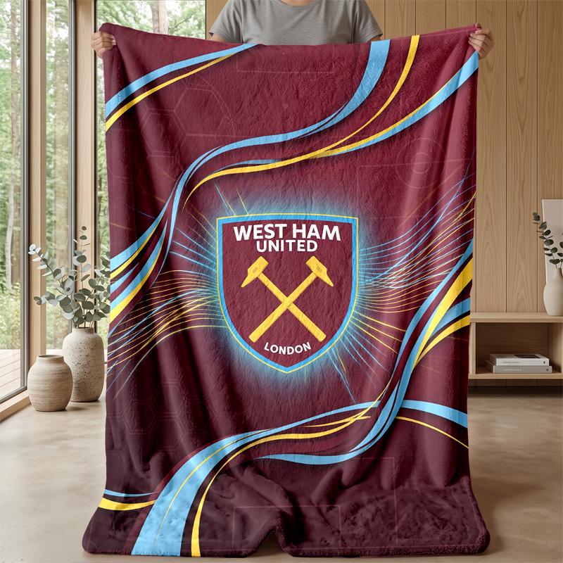 Coperta in Flanella con Stampa West Ham United, Morbida Calda Leggera Coperta da Divano Letto Campeggio