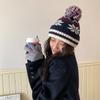 Autumn and Winter Red Christmas Hairball Snowflake Warm Knitted Wool Hat Sweet and Cute Hair Curled Edge Cold Hat