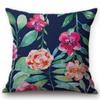 Flower Pattern Cotton Linen Cushion Cover Vintage Watercolor Flowers Decorative Pillowcase Waist Throw Pillow Cover Cojines