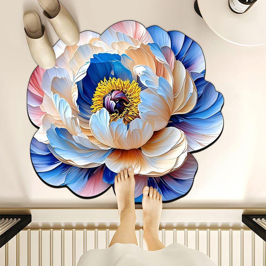 

Коврик для ванной комнаты с цветами, впитывающий и износостойкий коврик для цветов, домашний коврик для ванной комнаты, коврик для цветов diameter 60cm