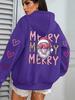Santa Claus Print Women's Hoodie with Pocket - Casual Streetwear