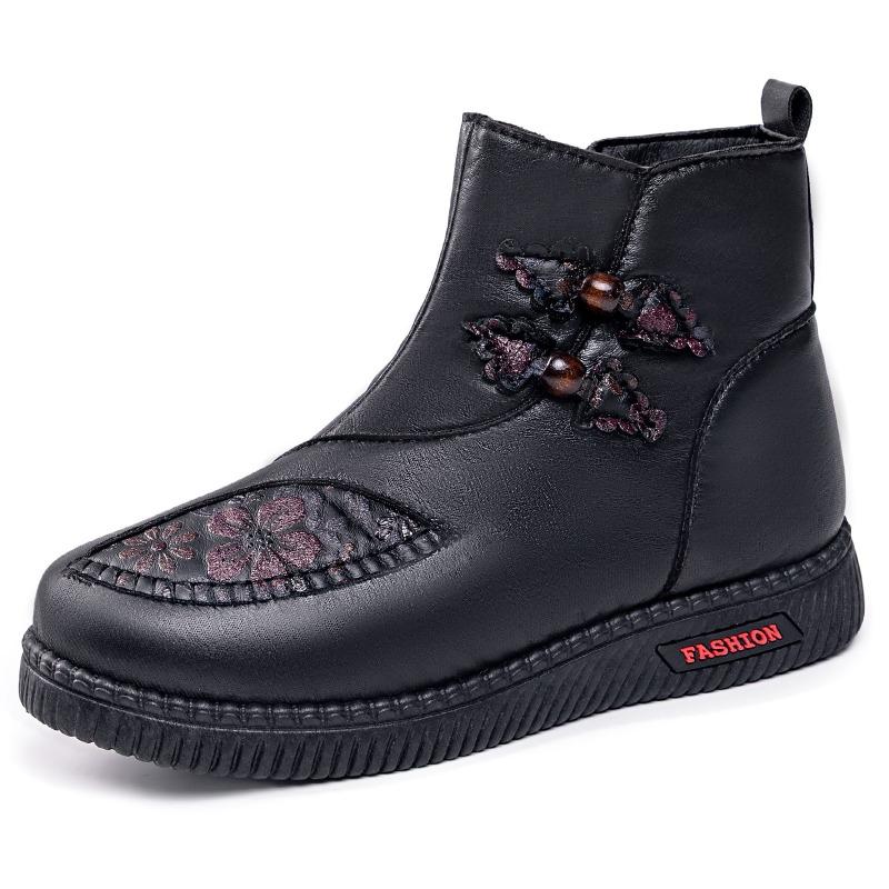 Cotton shoes women's new winter velvet thickened waterproof snow boots one pedal non-slip mother shoes warm cotton boots