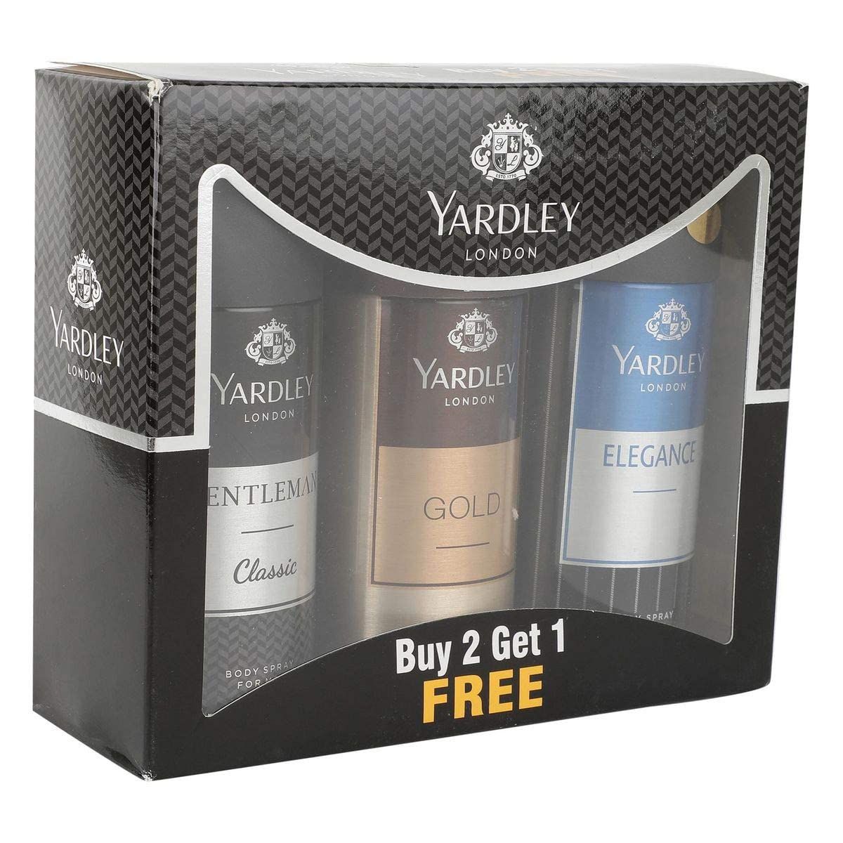 

Yardley London Gentleman Classic Deo с золотым спреем для тела и дезодорантом Elegance для мужчин, 150 мл (Пакет из 3)