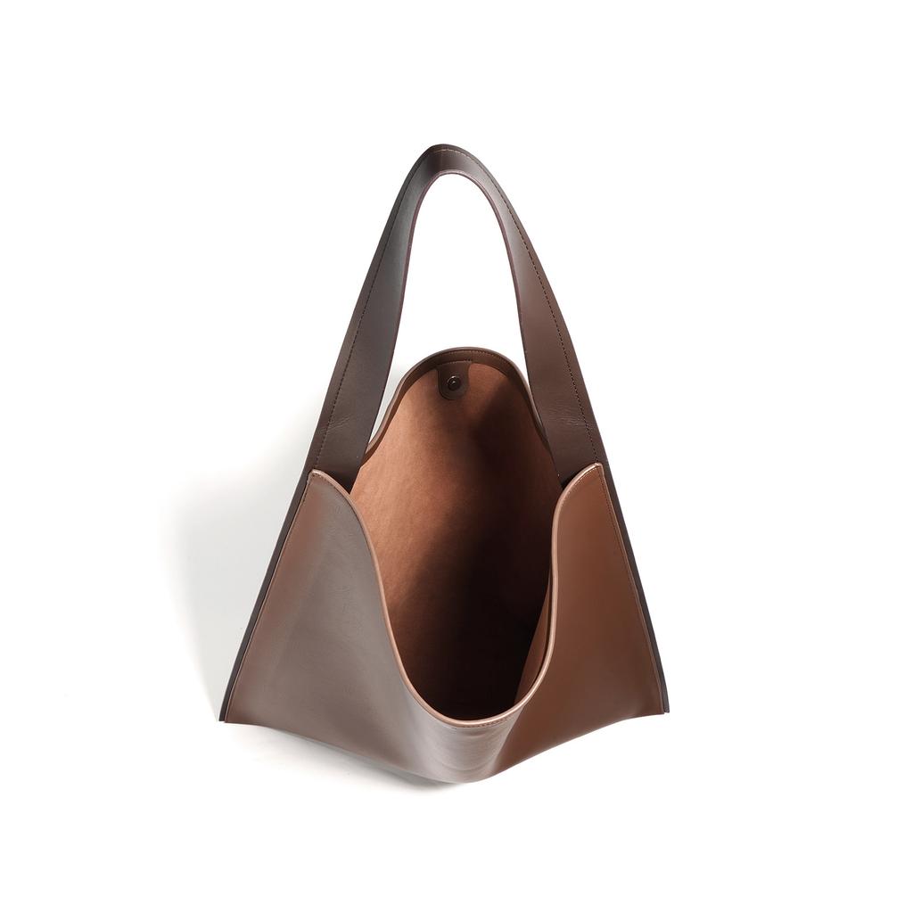 New Niche Design Simple Cowhide Shoulder Tote Bag Shopping Bag Bucket Bag Large Capacity Large Bag Women's Bag