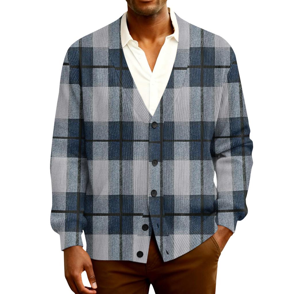 Men's Ribbed Knit Long-Sleeve Cardigan