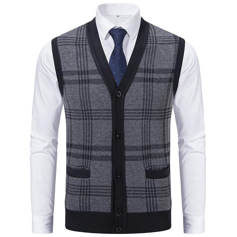 

Кардиган, жилет для мужчин, осенне-зимний наряд для папы, теплый приталенный жилет-свитер, куртка для мужчин 2XL