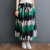Real Shot Summer New Literary and Retro Loose and Thin Elastic Waist Skirt Women's Medium and Long