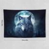 Mystic Wolf & Moon Tapestry,Night Forest with Glowing Full Moon & Gray Wolf Print,Wall Hanging for Dark & Nature Aesthetic Decor