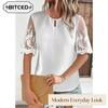 Women's Fashion Casual Solid Color Print O-Neck Short Sleeve Blouses & Shirts