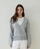 Hillioteu Deep V-Neck Relax Knit_Grey