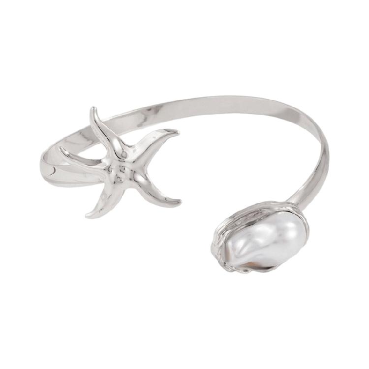 Adjustable Opening Women’s Arm Cuff Bracelet Punk Starfish Charm Geometric Iron Jewelry Gold Tone