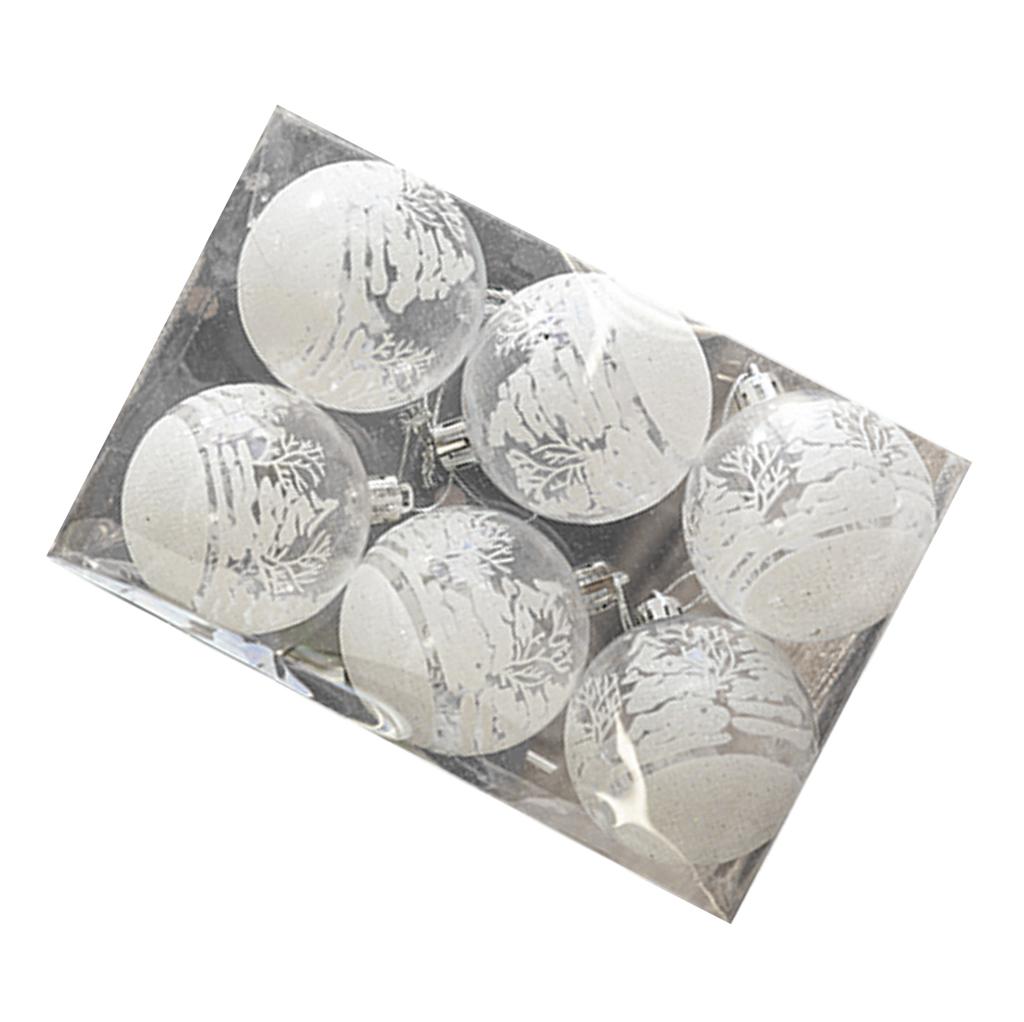 6 Pcs Xmas Ball Ornaments Set Snow Scene Shatterproof Transparent Acrylic Clear Xmas Balls Hanging D