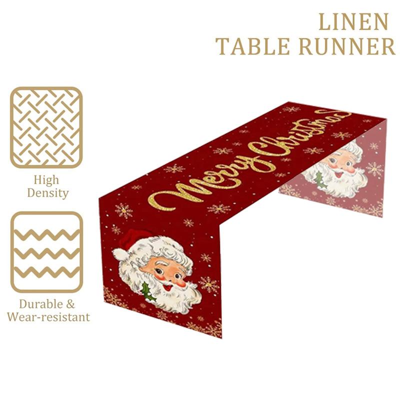 Merry Christmas Santa Claus Table Runner Christmas Decor for Home Winter Holiday Kitchen Dining Tablecloth Decor Navidad