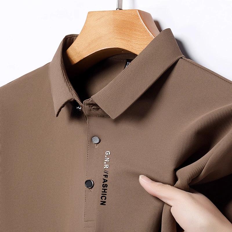 STORN Men's Short Sleeve Solid Color Polo Shirt Breathable Comfortable Elastic Top New Arrivals Casual Business Style