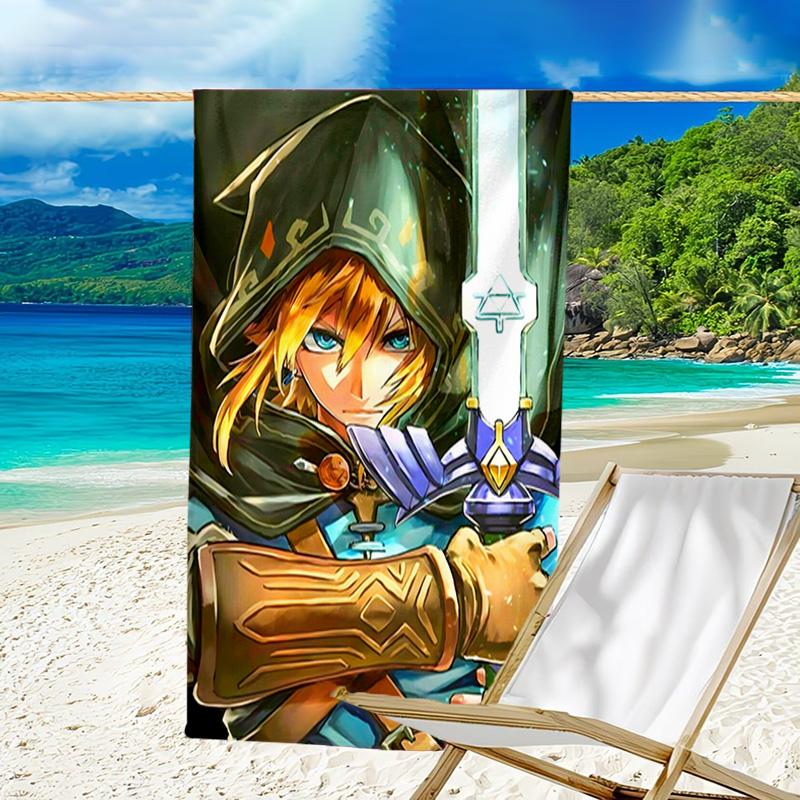 1pc Game Zelda Beach Towel, Beach and Seaside Swimming Pool Equipment, Fashion Pattern, Rectangular, Travel Essentials