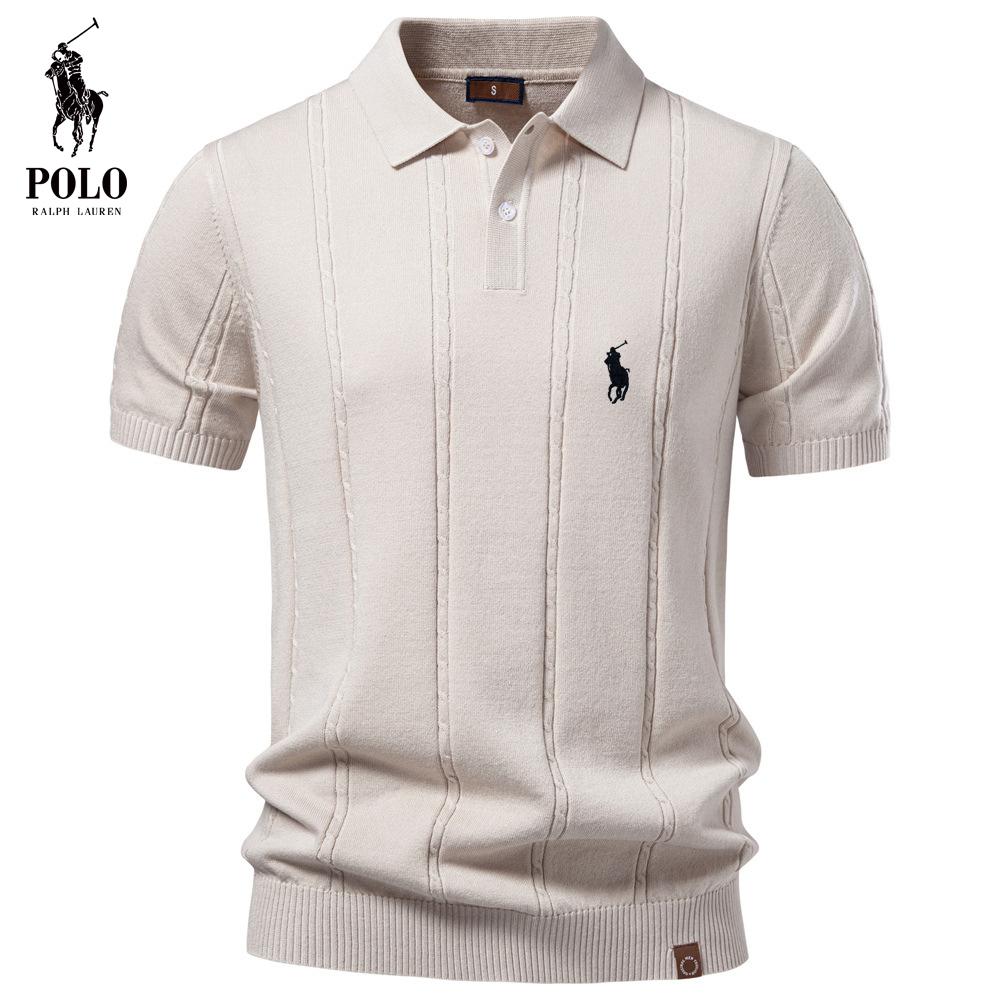 Ralph Lauren Borduurwerk 2026 Zomer Nieuw Heren Zakelijke Vrijetijds Wol Polo Shirt Gedraaide Bloem IJskoud Zijde Korte Mouw T-shirt S
