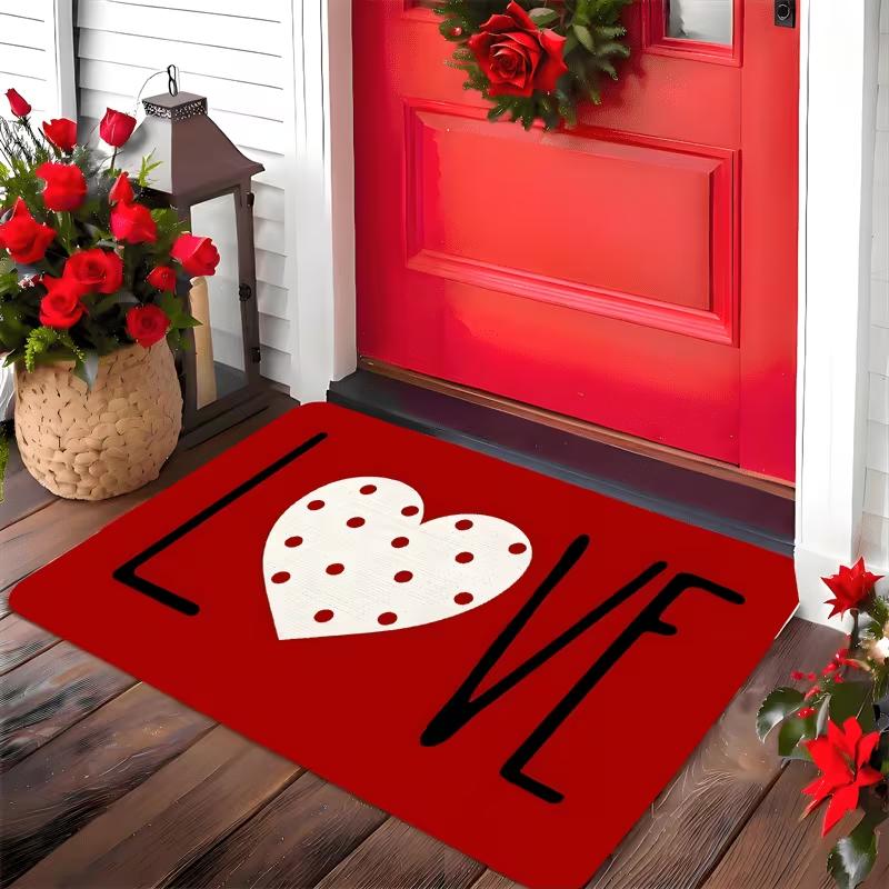 Valentine's Day Heart-shaped Carpet Doormat Living Room Bedroom Kitchen Study Room Entrances Valentine's Day Holiday Home Decor