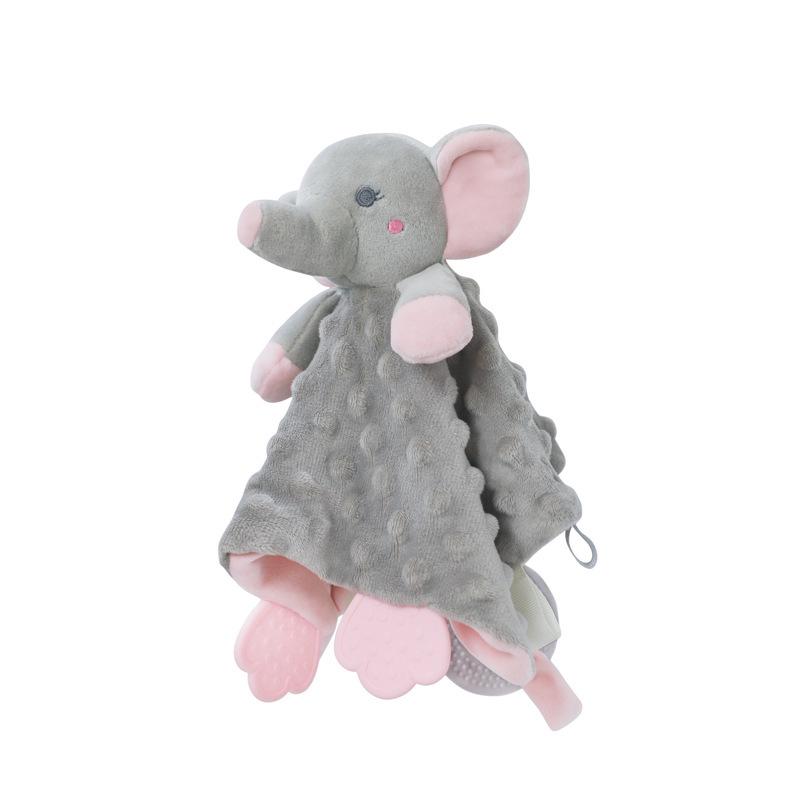 BBSKY Baby Animal Plush Toy: Cartoon Soothing Towel & Silicone Teether Rattle