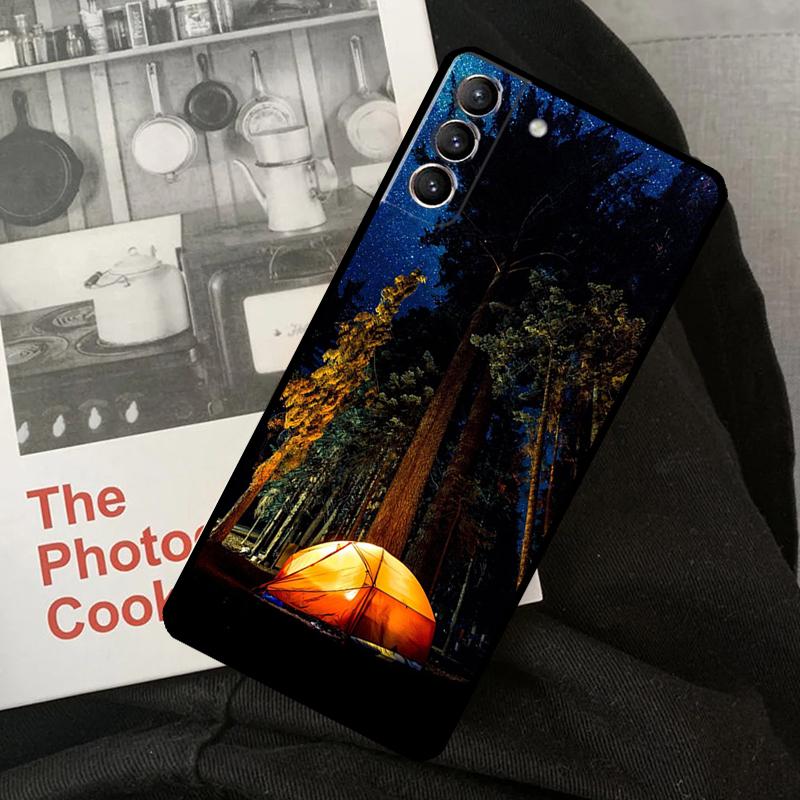Camping Nature Mountain Phone Case For Samsung Galaxy S24 S22 S23 Ultra S20 S21 S24 FE S9 S10 Plus Note 10 20 Ultra