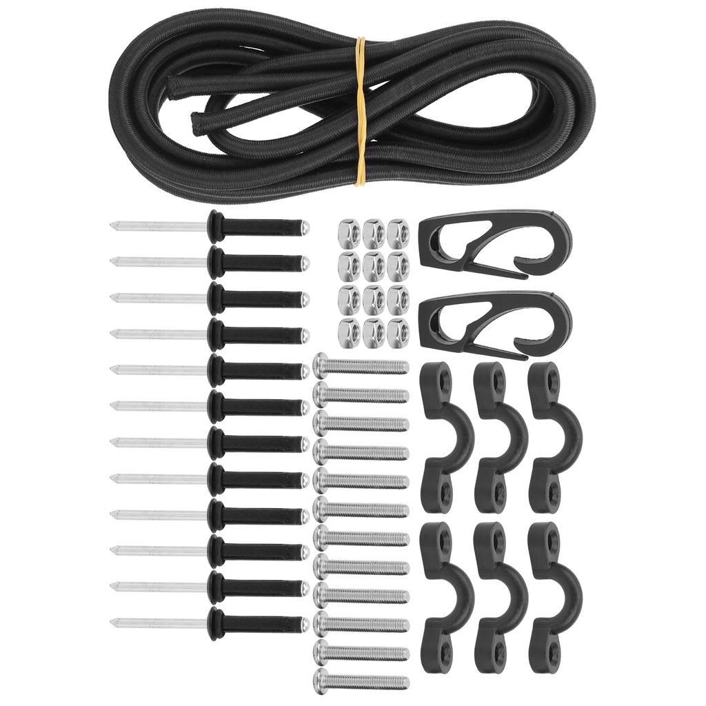 Kayak Canoe Elastic Rope with Hook Fixed C Shape Buckle Outdoor Fishing Boating Strap Kit