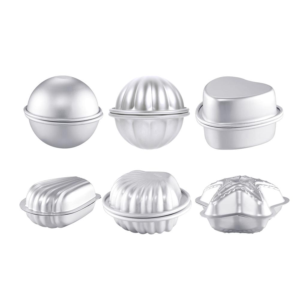12Pcs 6 Shapes Metal Bath Bombs for Crafts DIY Handmade Soap Candle Cake Ice Cream Baking Handicraft Making Supplies