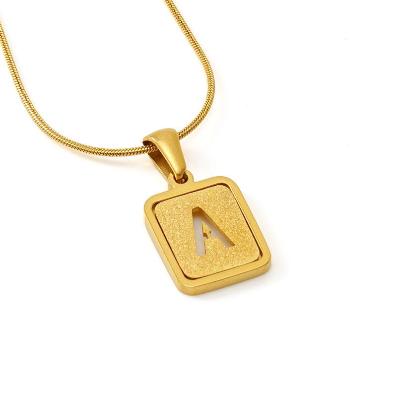 Colier cu pandantiv cu 26 de litere placat cu oțel inoxidabil cu design lanț șarpe rotund